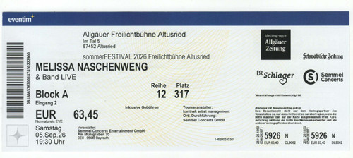 Konzertkarten melissa - konzertkarten,